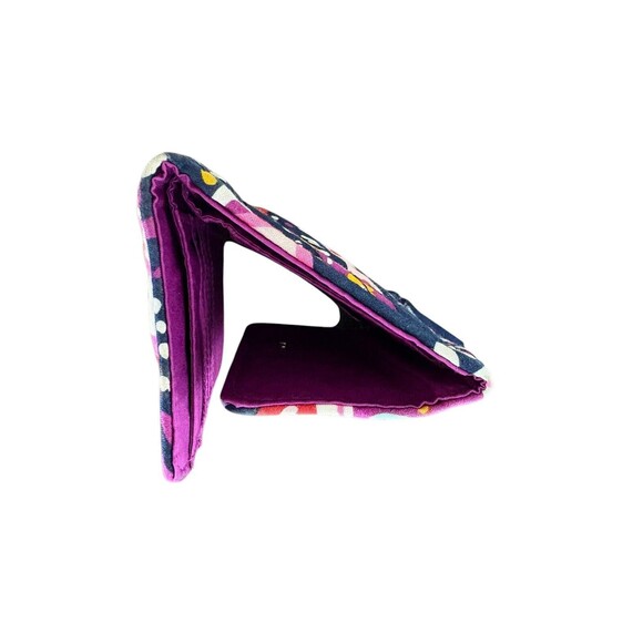Vera Bradley Painted Paisley Tri-Fold Wallet Window ID Credit Cards Blue Pink - Picture 6 of 8